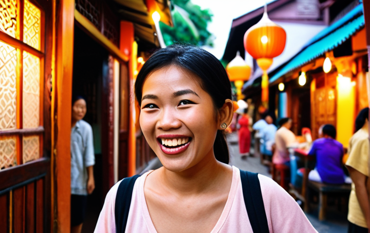**Image Prompt:** A vibrant street scene in Chiang Mai, Thailand. A traveler is happily surprised, discovering a hidden, delicious-looking Northern Thai restaurant down a small alleyway. Focus on the authentic food and the friendly atmosphere. Bokeh background.